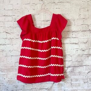 The Impeccable Pig Red and White Zigzag Top